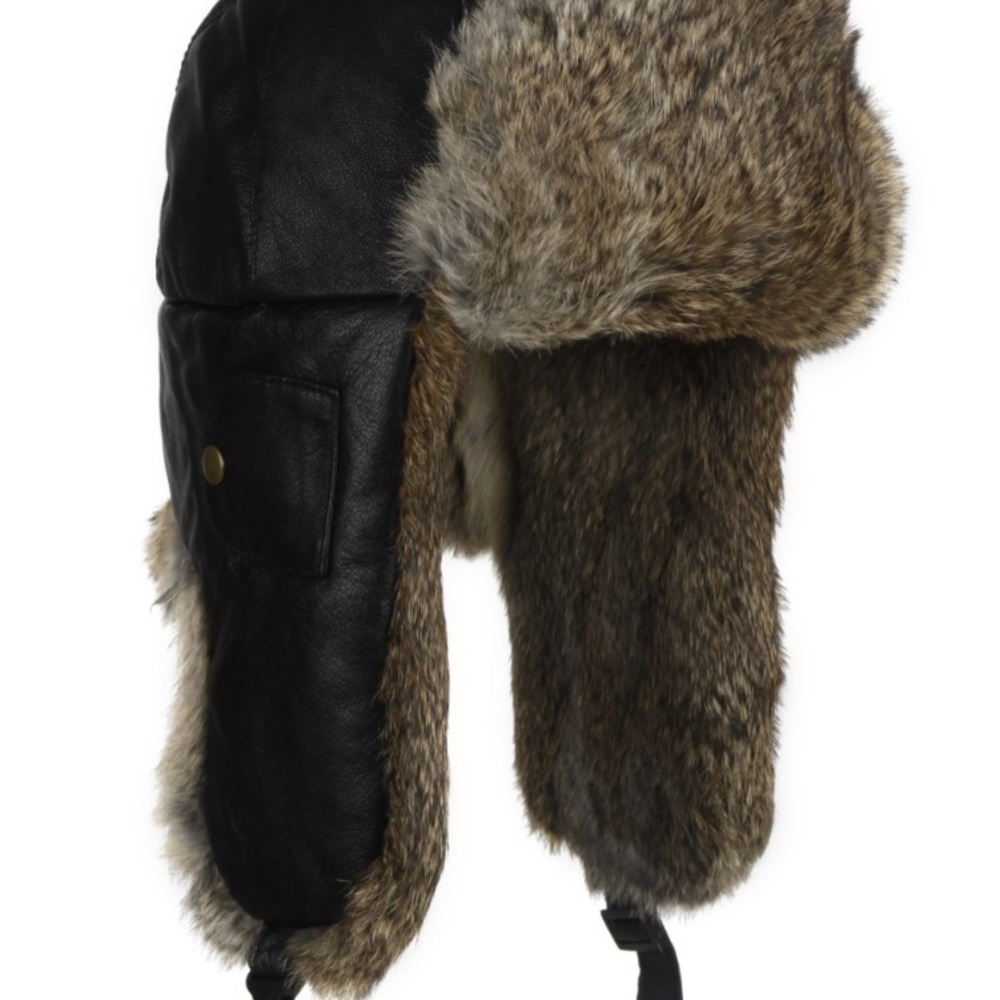 MAD BOMBER Hickory leather bomber with brown fur